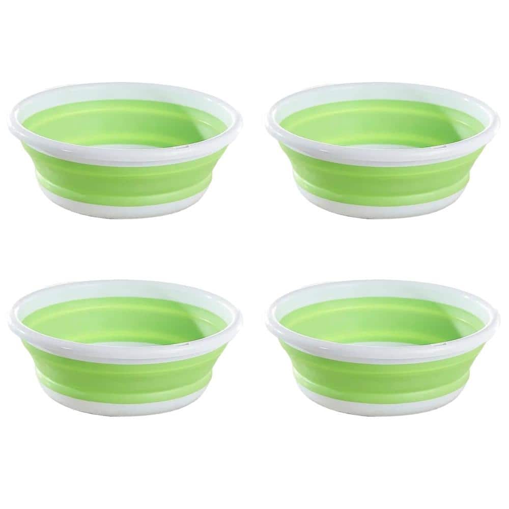 Plastic Round Collapsible Washbasin Dishpan Collapsible Saving Space, 5.5 Quart