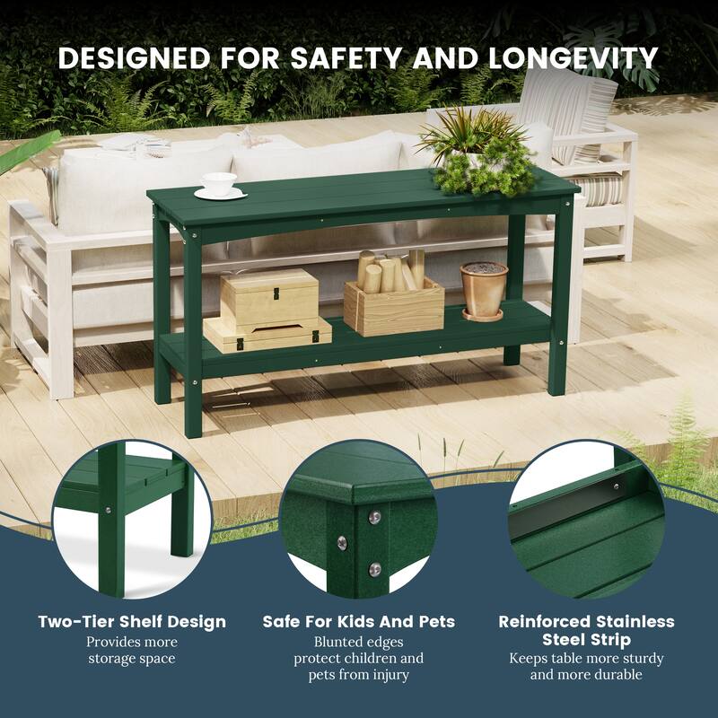 Laguna Hdpe All Weather Outdoor Patio Two Shelf Table