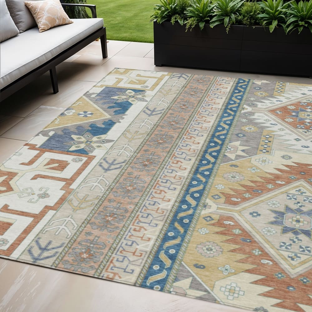 HomeRoots Aztec Transitional Rectangle Outdoor Rug