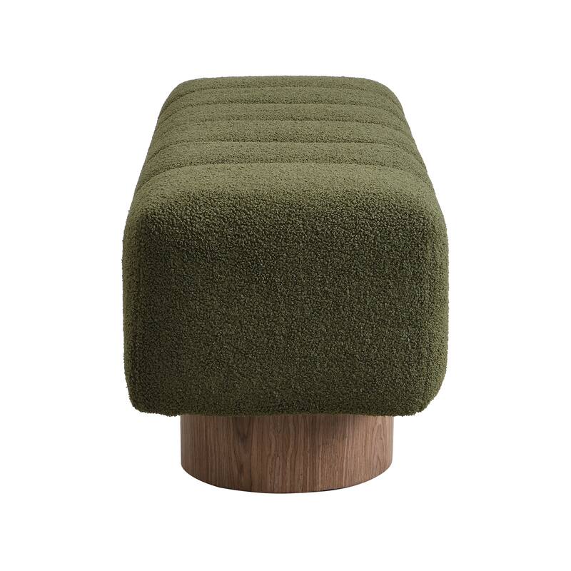 Green Boucle No-Assembly Dining Bench Ottoman