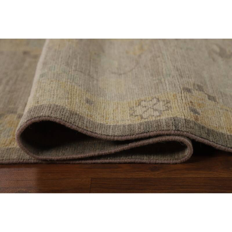 Hand Knotted Oriental 100% Wool Carpet Transitional All-Over Greys & Charcoal Oushak Area Rug - 12' 1'' X 9' 7''