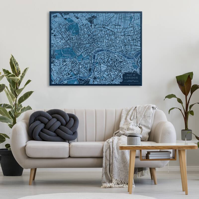 Stupell Blue Detailed London Map Canvas Wall Art Design By Phillipa Katz