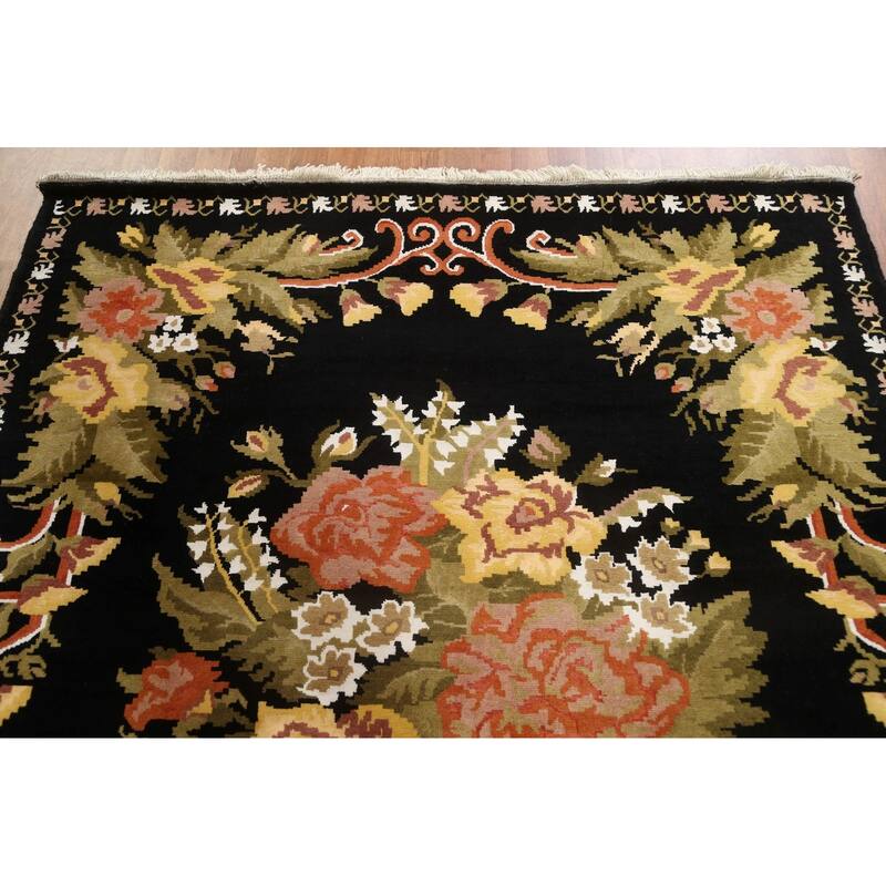Wool/ Silk Vegetable Dye Aubusson Oriental Area Rug Handmade Carpet - 5'11" x 8'1"