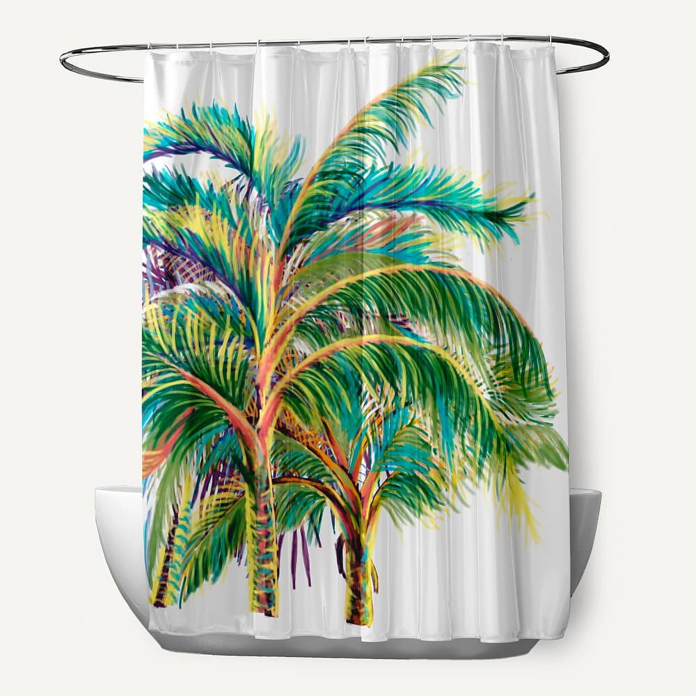 71 x 74-inch Vacation Floral Print Shower Curtain