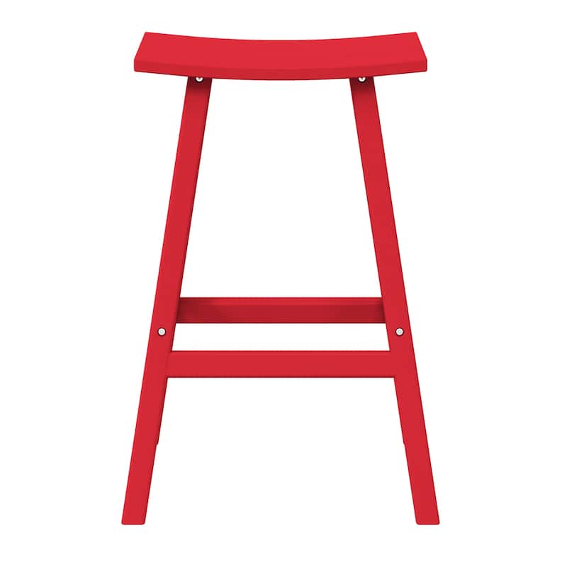Laguna Hdpe All Weather Outdoor Patio 29" Saddle Seat Bar Stool - Red