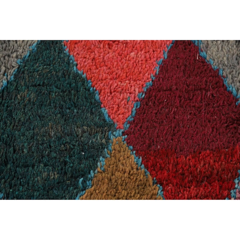 All-Over Trellis Moroccan Area Rug Hand-Knotted Wool Carpet - 7'7" x 11'2"
