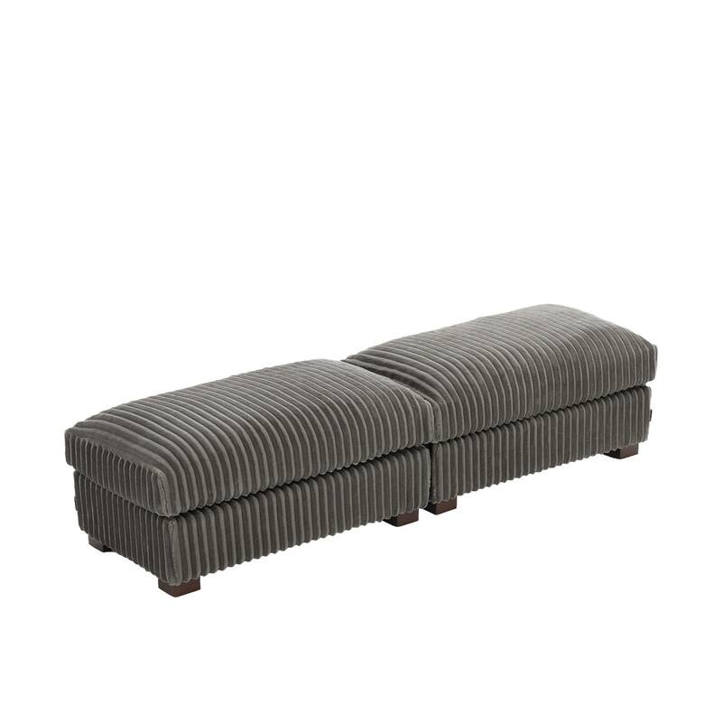 40" Oversized Plush Flannel Upholstered Ottoman Footstool Set of 2