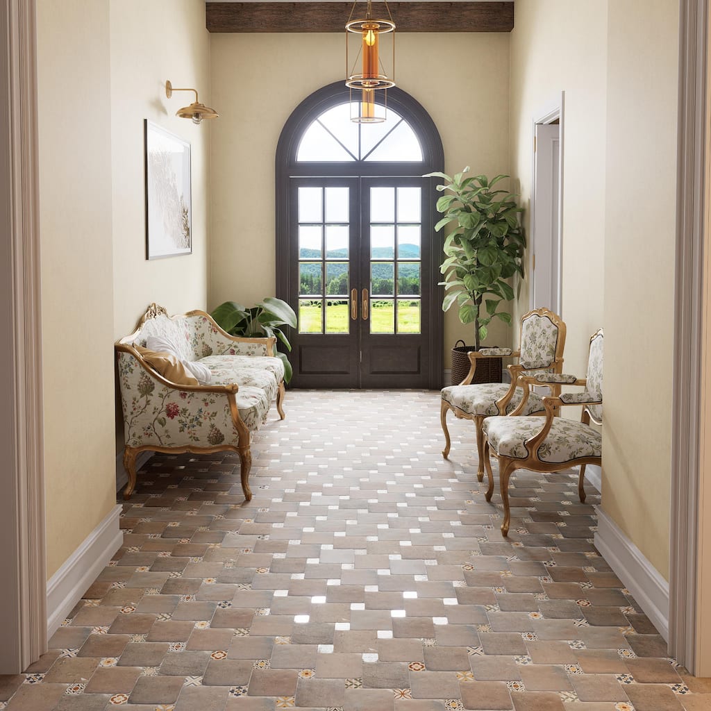 Merola Tile Benisa Marelle Teja with Paladio Taco 5-7/8" x 8" Porcelain Floor and Wall Tile - Case (72 Tiles)