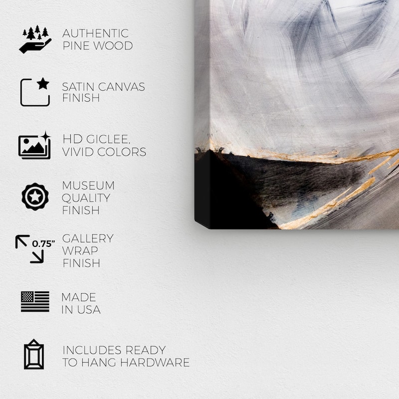 Wynwood Studio Abstract Tempestad Black and Modern & Contemporary Wall Art Canvas Print