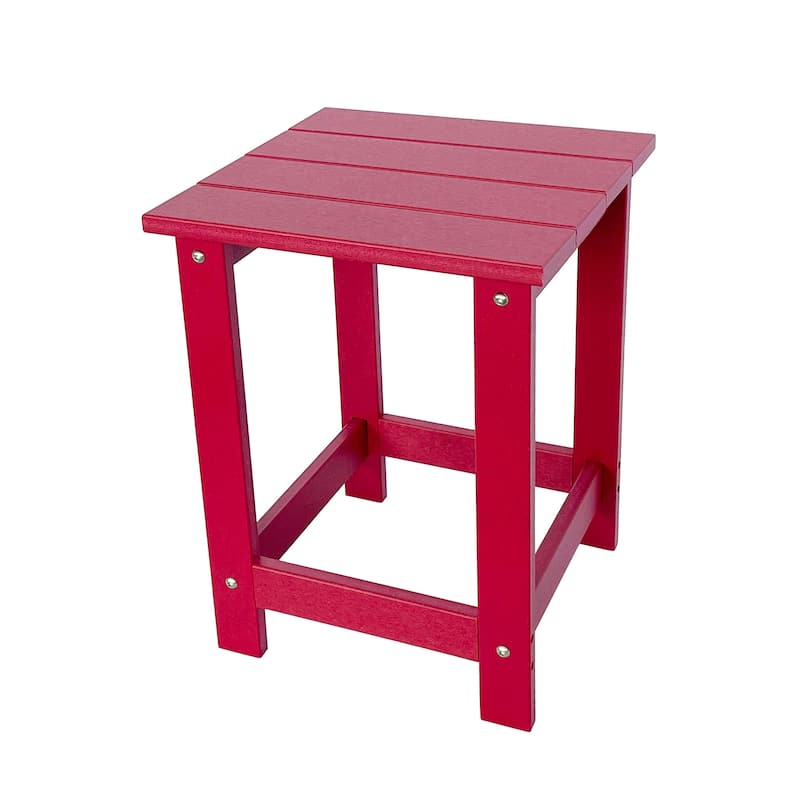 Mason Poly Resin Eco-Friendly All-Weather Square Patio Side Table - Red