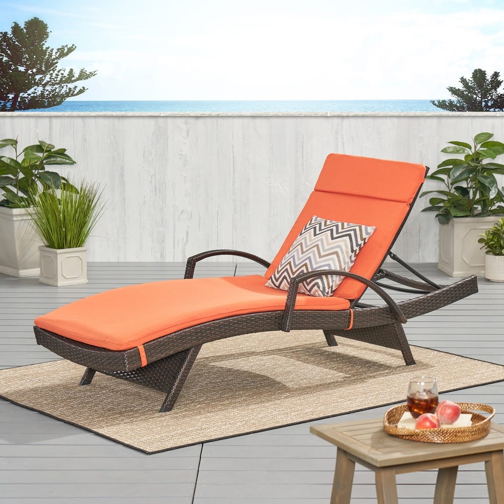Toscana Outdoor Wicker Armed Cushioned Chaise Lounge by Christopher Knight Home