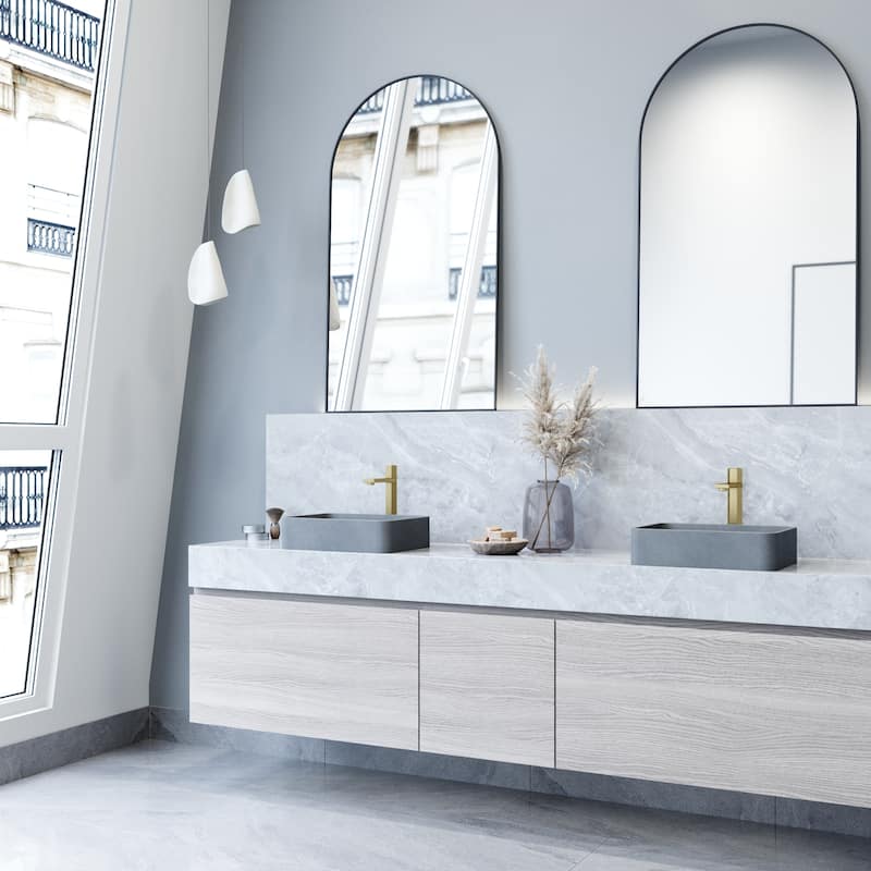 VIGO Segovia 16"L x 12"W x 4"H Concreto Stone Rectangular Bathroom Vessel Sink