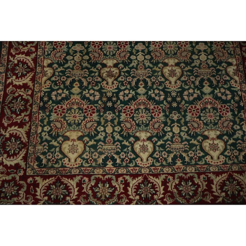 Hand Knotted Oriental 100% Wool Carpet Traditional Floral Green Agra Area Rug - 6' 2'' X 4' 1''
