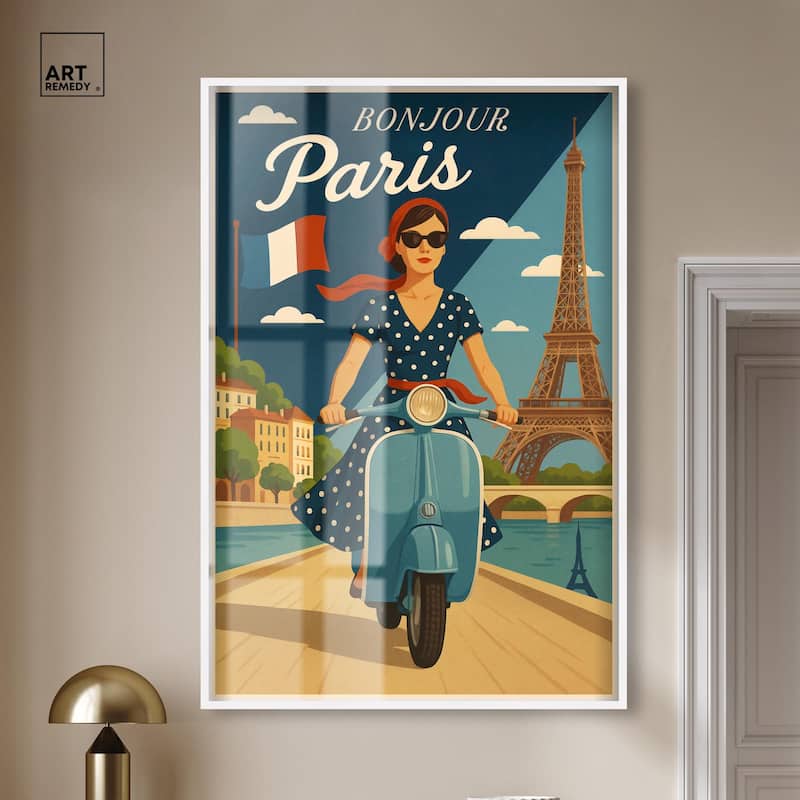 Scooter French Travel Shadowbox by Art Remedy