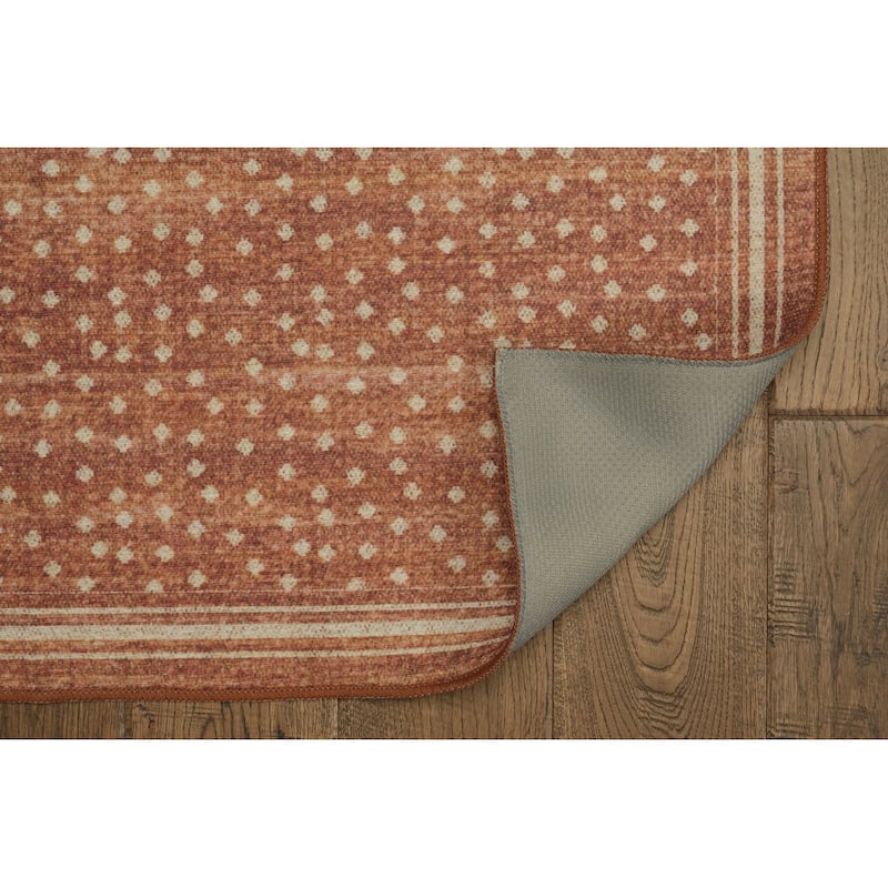 Indoor/Outdoor Water Resistant Estero Orange & Ivory Washable Area Rug - 2' x 3'