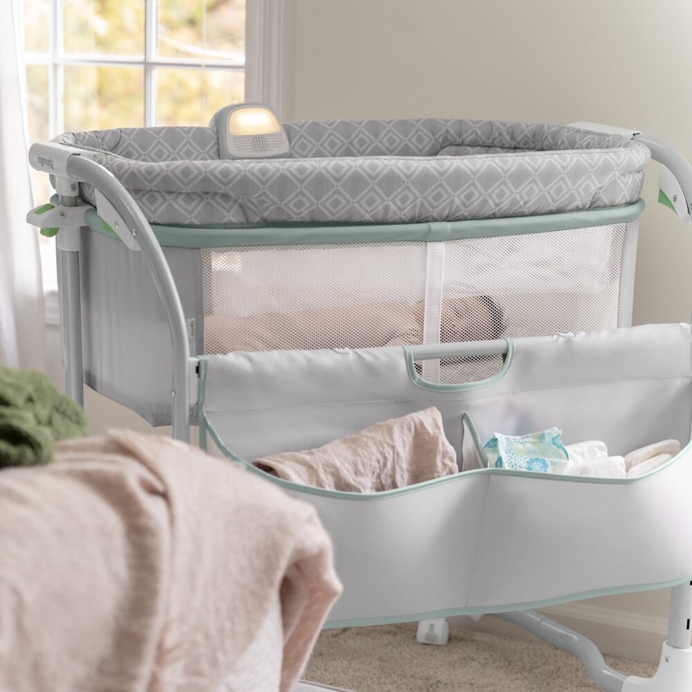 Dream Grow Bedside Baby Bassinet 2 Mode Crib 0 12 Months Adjustable Height Tesse Green gray Bed Bath Beyond 37565985