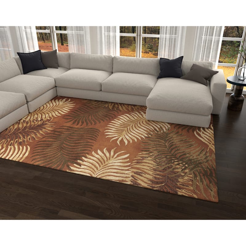 Domani Camila Tropical Rust Fern Hand-tufted Wool Area Rug
