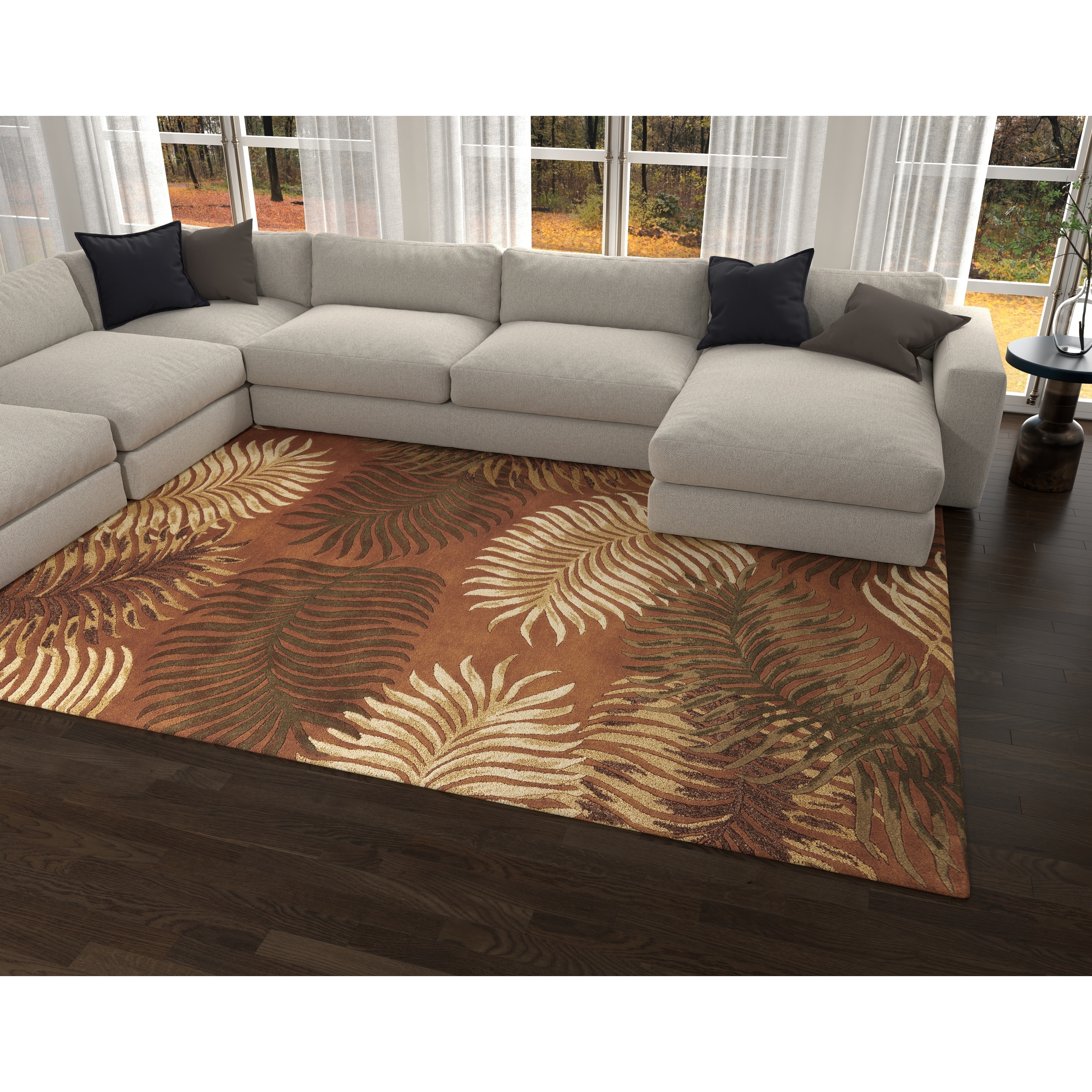 Domani Camila Tropical Rust Fern Hand-tufted Wool Area Rug