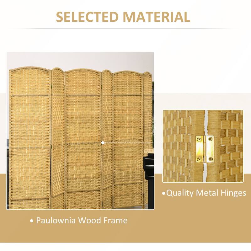 Hand-Woven 6-Panel Freestanding Privacy Screen for Home and Office
