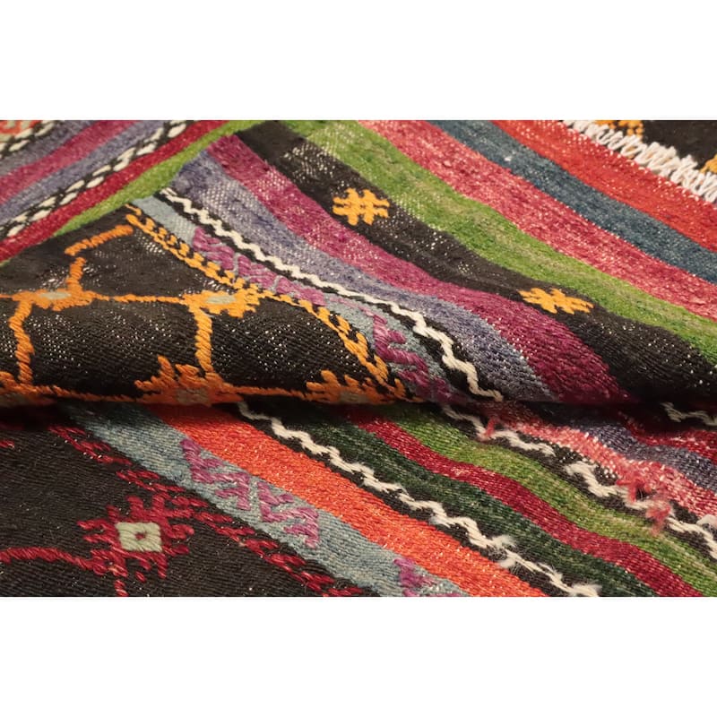 Hand Woven Oriental 100% Wool Carpet Southwestern Tribal Multi-Colored Kilim Area Rug - 8' 0'' X 6' 4''