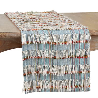 Striped Table Runner With Shaggy Design - 16"x72"