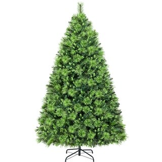 Yaheetech Pre-Lit Christmas Tree Hinged Realistic Tree, Green