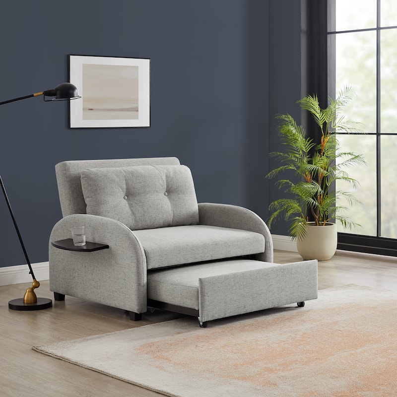 Scarboro Grey Upholstered Wide Convertible Bed