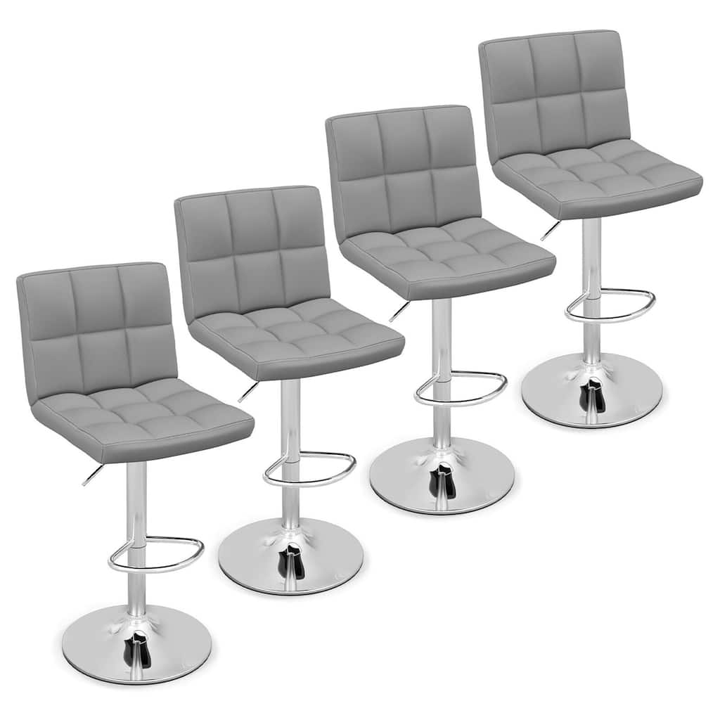 Gymax Set of 4 Adjustable Swivel Bar Stool Counter Height Bar Chair PU