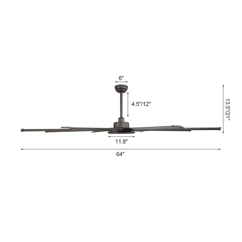 WINGBO 64" and 72" and 80" and 96" Indoor Ceiling Fan with LED Light and Remote