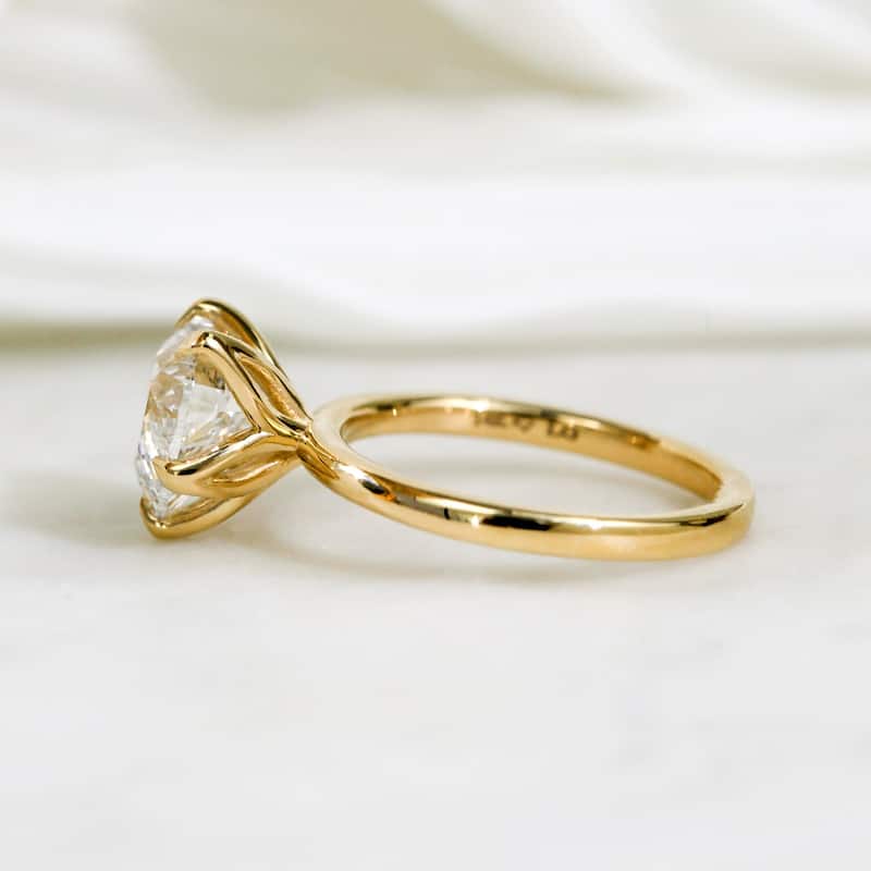 Kobelli 3 Carat Lab Grown Diamond Certified 14k Solid Gold Heart Solitaire Comfort Fit Clover Engagement Ring (EF/VS)