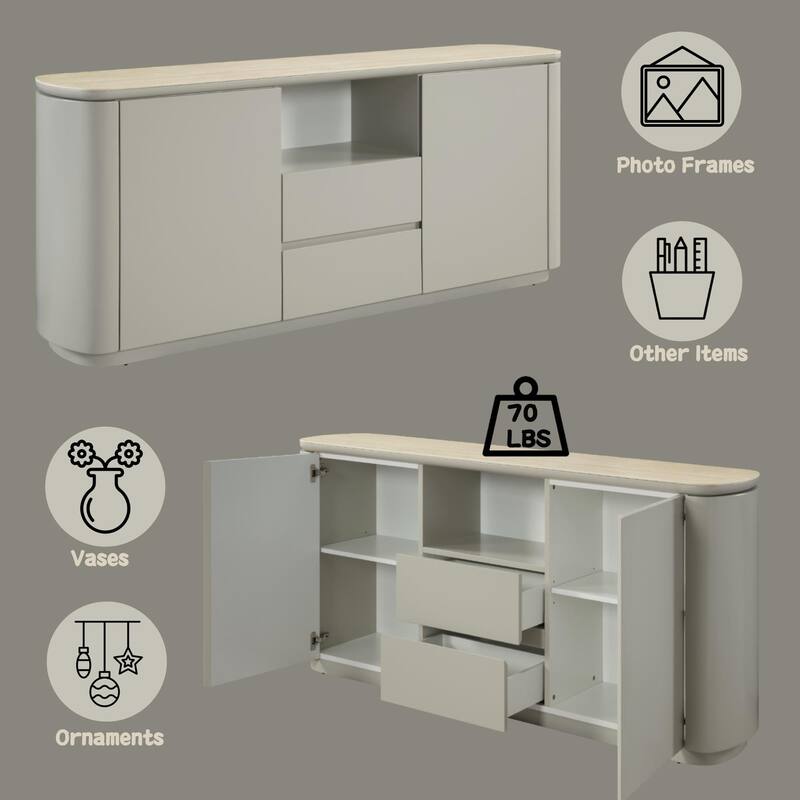 Ingram Ceramic Top & Light Gray Finish Server