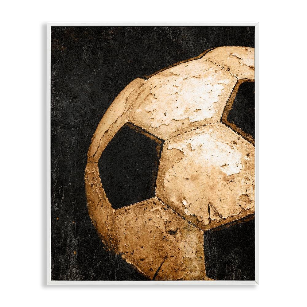 Stupell Vintage Soccer Ball Closeup Framed Giclee Art Design By Kim Allen