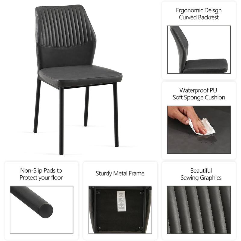 Howtai Upholstered Dining Chair Faux Leather,Metal Legs