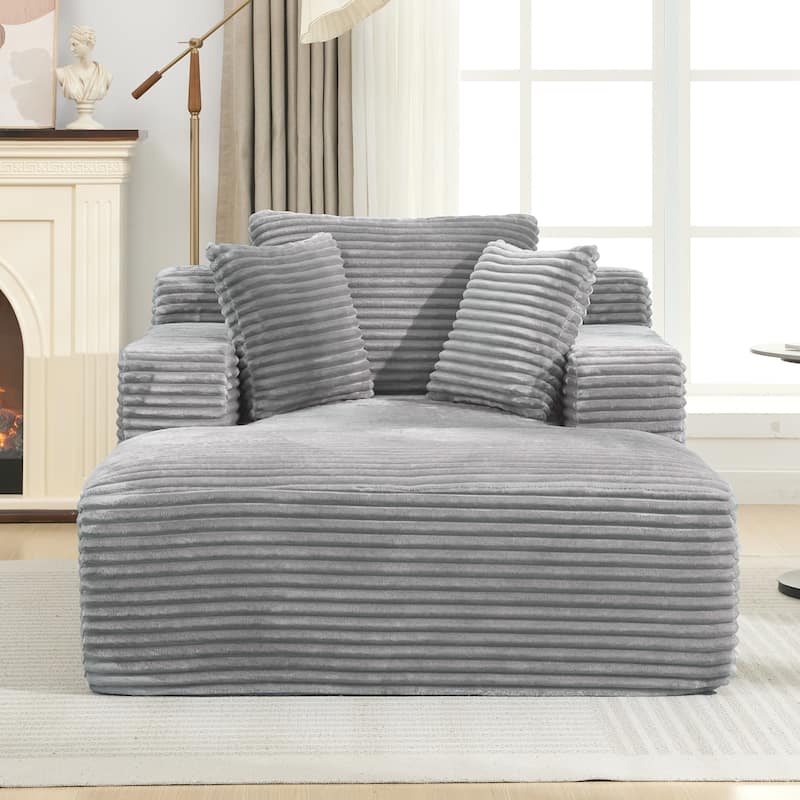 Roomfitters Full-Compressed Chaise Lounge Sleeper Sofa with Removable Pillows Modern Upholstered Couch