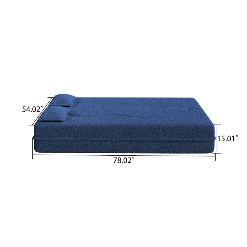Modern Minimalist Compressed Upholstered Convertible Two-Seater Sofa Bed with 2 Pillows