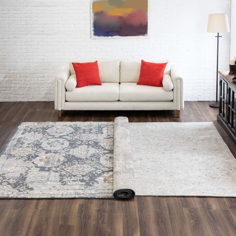 Mohawk Home Felt Rug Pad 3/8" Inch Thick Plush Comfort Cushion - Grey