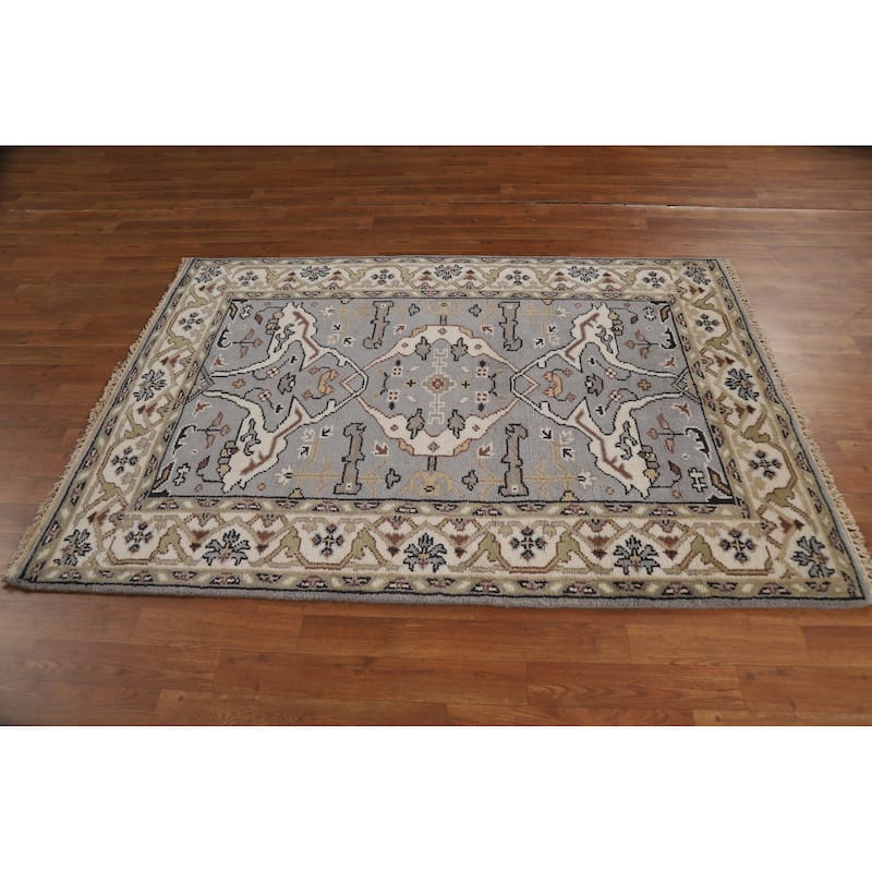 Gray Oushak Oriental Accent Rug Handmade Wool Carpet - 4'2"x 5'11"