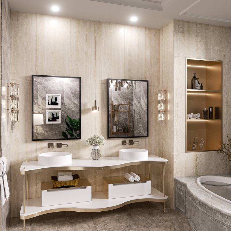 QuivaraView Wall Mounted Aluminum Frame Bathroom Vanity Mirror