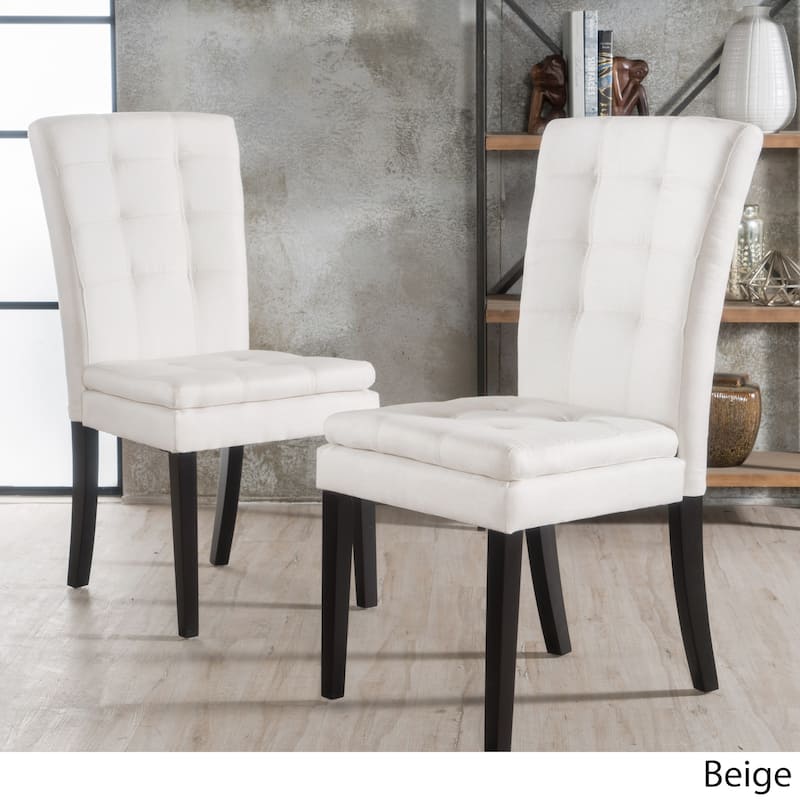 PU Leather Upholstered Dining Chairs - Set of 2 - Beige - Dining Height