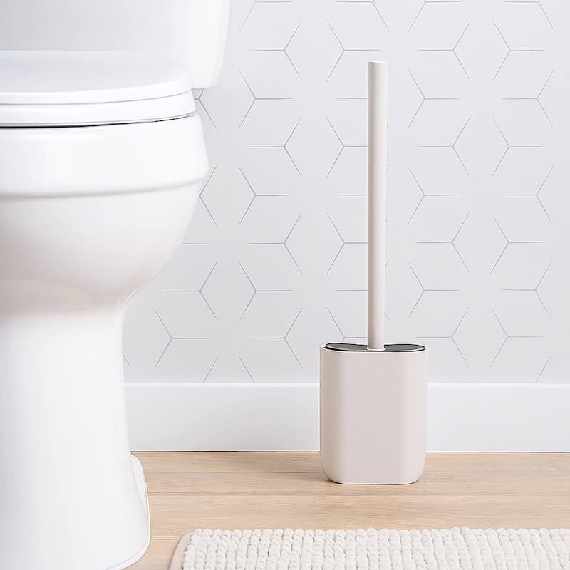 Oval Toilet Brush And Holder Set - 4 L x 2.5 W x 15.25 H