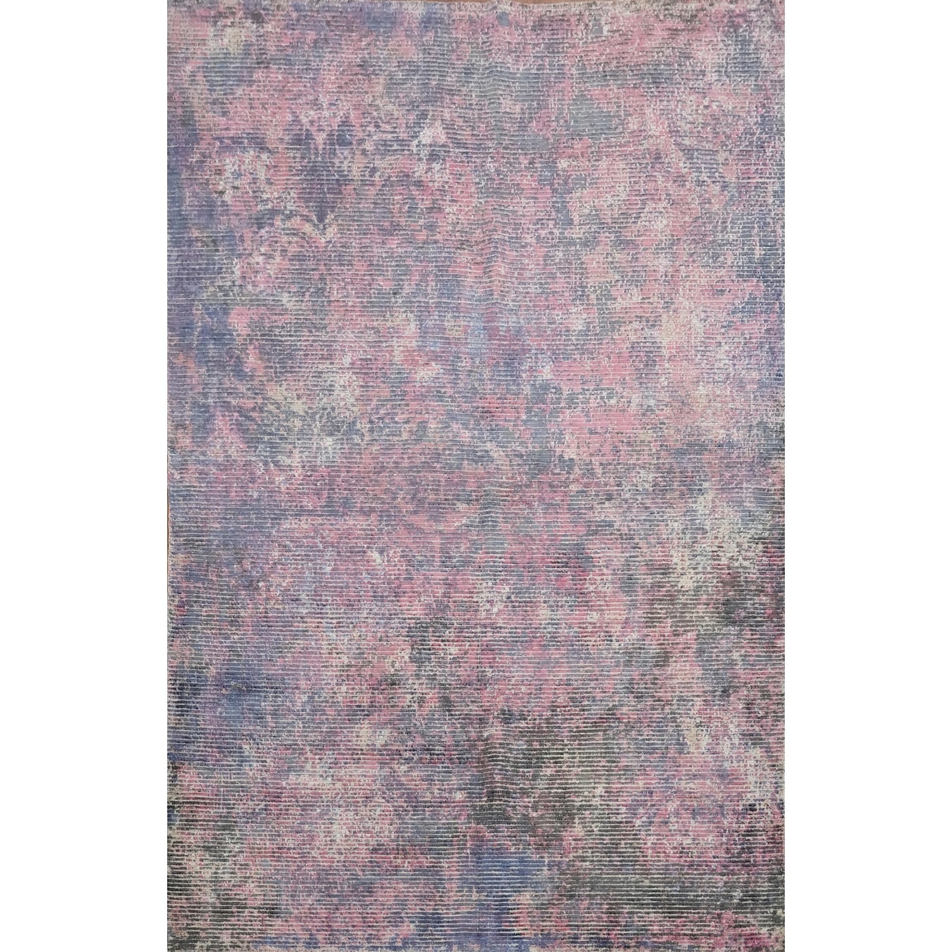 Hand Knotted Oriental Viscose Silk Carpet Modern Abstract Pink Abstract Area Rug - 7' 6'' X 5' 5''