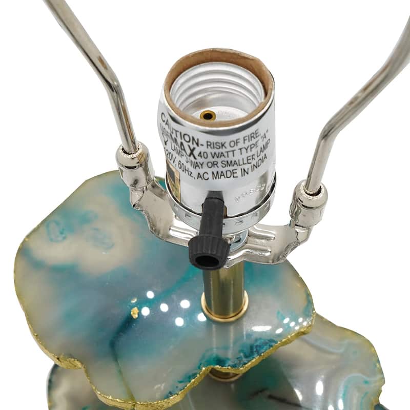 Verdant Agate-Slice Table Lamp w/ Marble Base