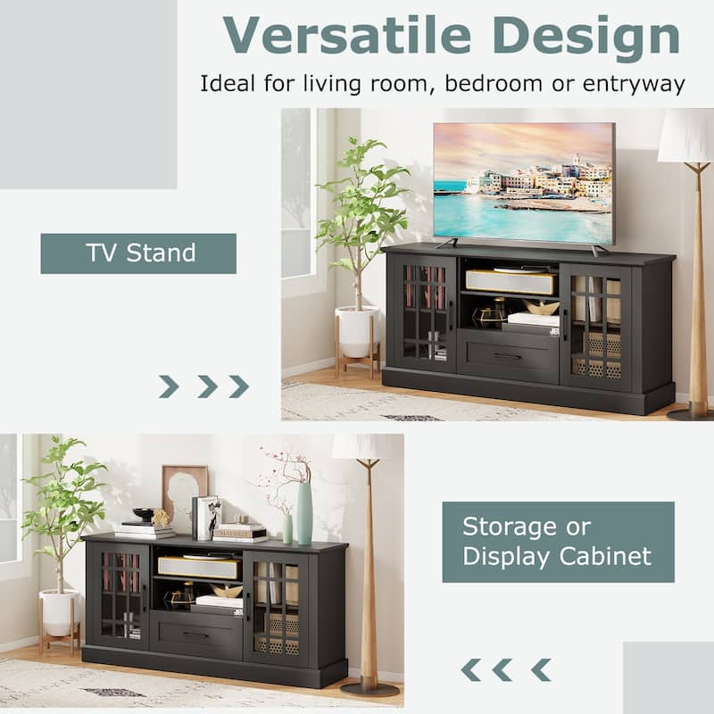 Gymax Farmhouse TV Stand for TVs up to 70'' Entertainment Media Center