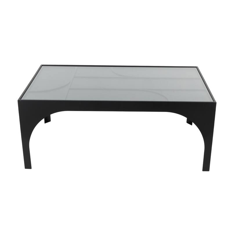 Metal Geometric Accent Table with Glass Top - Black - Roche River Decor