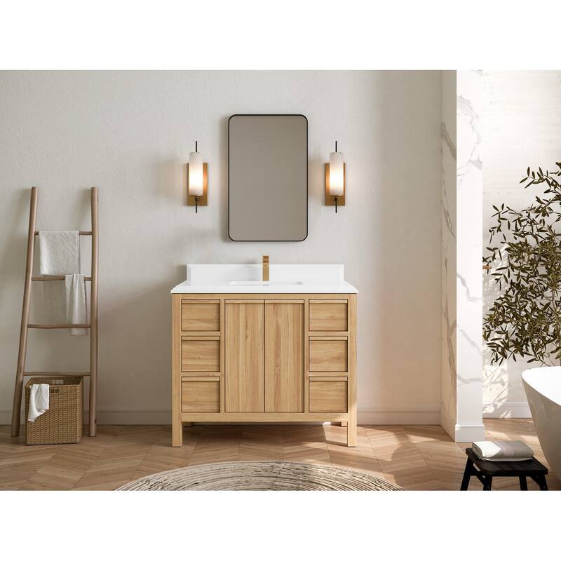 Willow Collections 42 in. W x 22 in. D Elizabeth Solid Teak Single Sink Bathroom Vanity with Countertop