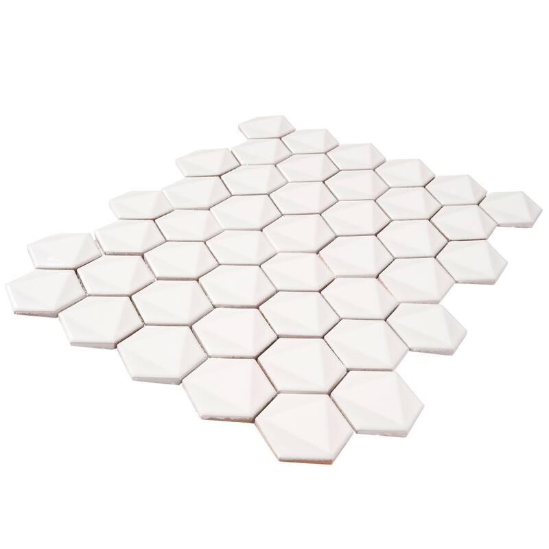 3D Hexagon 2" x 2" Glossy Porcelain Mosaic Tile