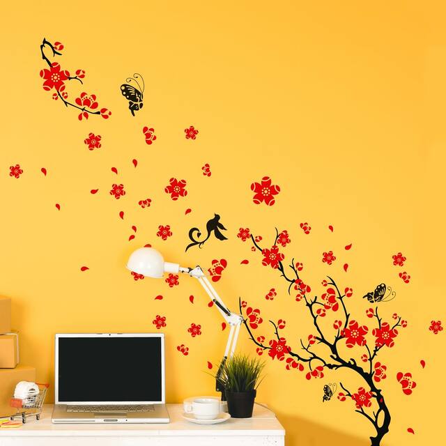 Walplus Red Blossom Flower Wall Sticker Home Decoration Nursery Decor