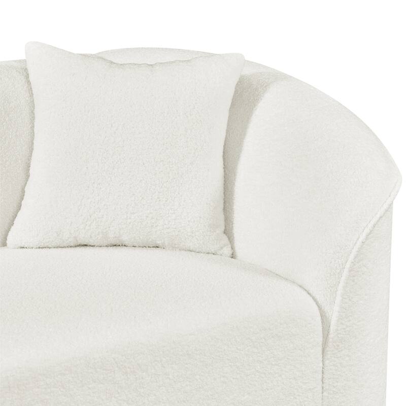 L-Shaped Curved Sectional Sofa, Boucle Upholstered 4-Seater Sofa, Corner Sofa with Pillows for Living Room, Apartment