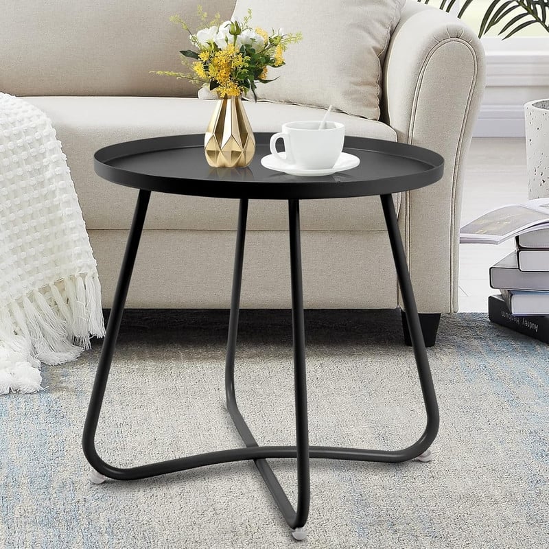 Outdoor Indoor End Table MetalW aterproof Round Side Table
