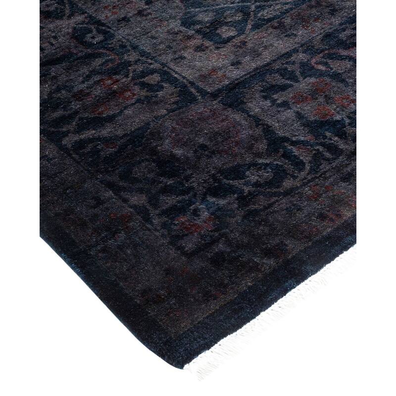 Overton Hand Knotted Wool Vintage Inspired Modern Contemporary Overdyed Purple Area Rug - 6' 2" x 9' 2"